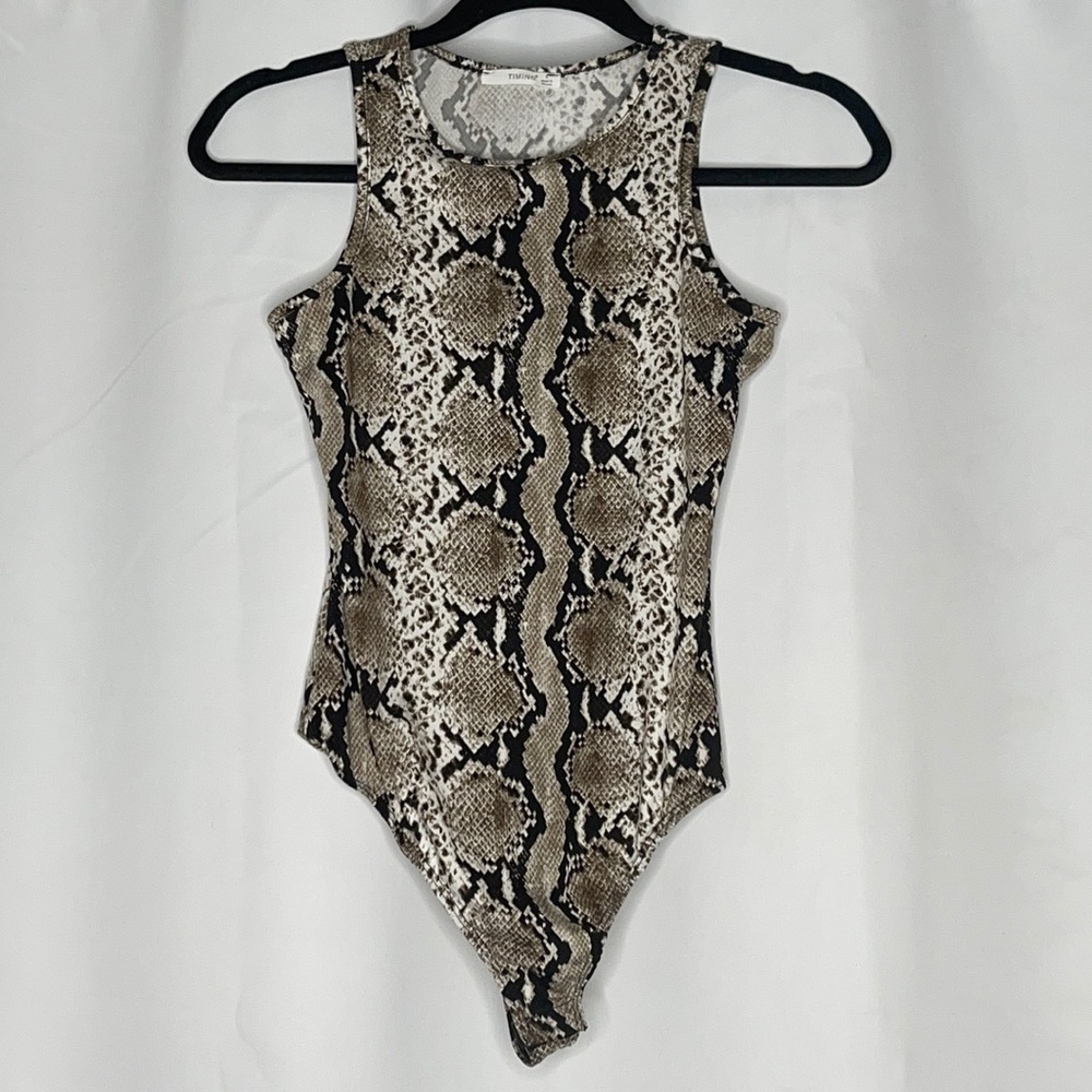 Snake Pattern Thong Bodysuit